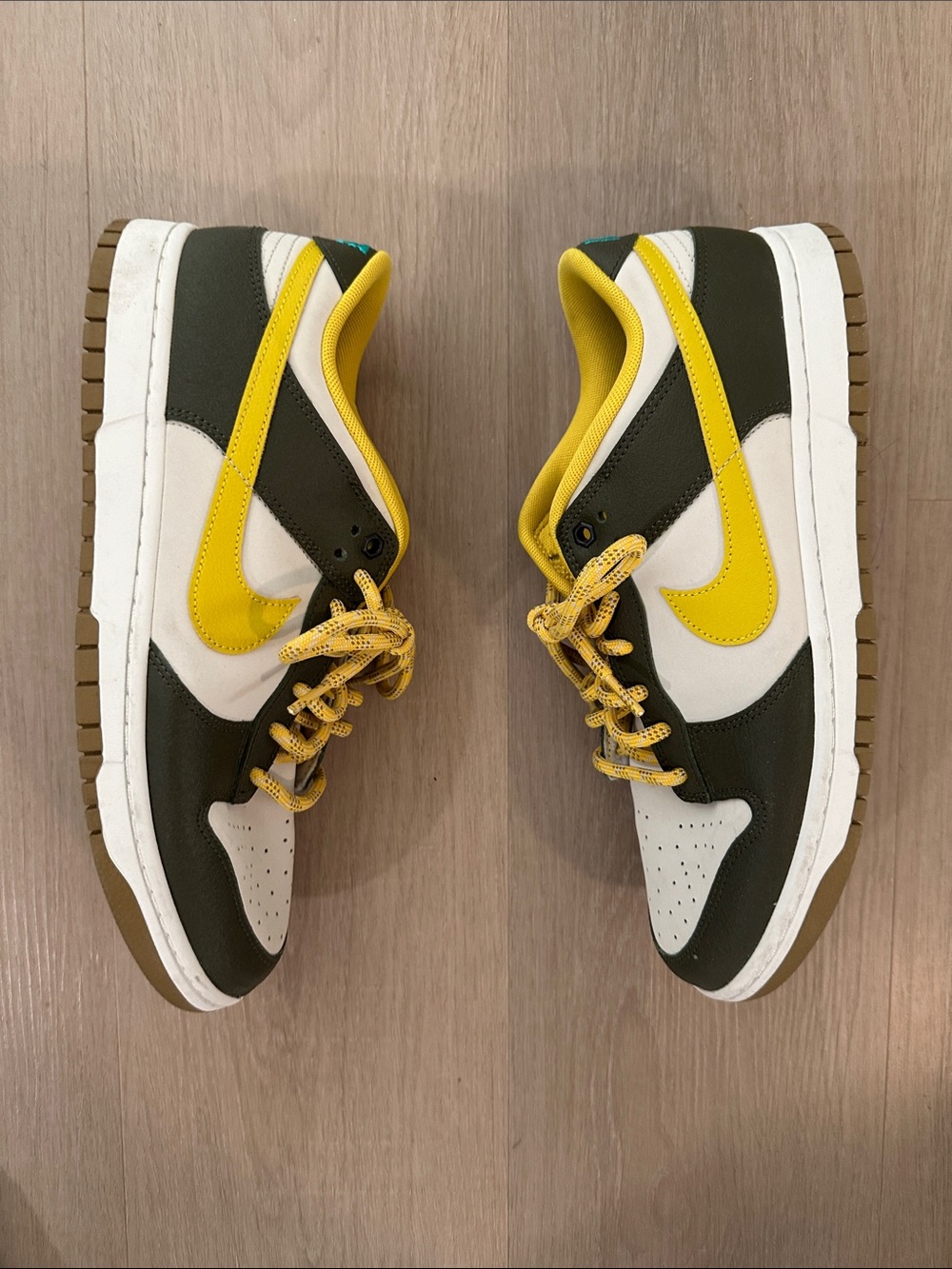 Nike Dunk Low in Olive Green, White & Yellow
